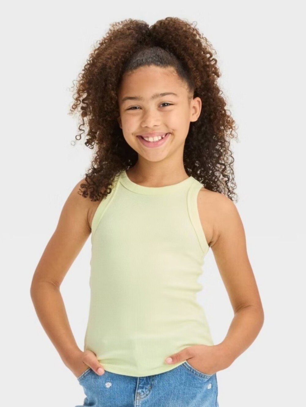Girls' Ribbed Tank Top - Cat & Jack Light Yellow XL